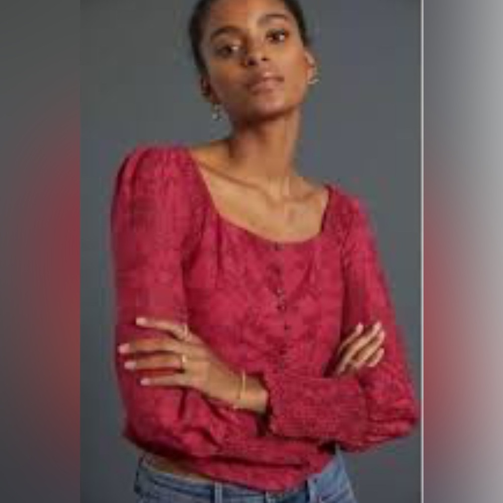 Anthropologie Deep Red Blouse